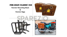For Royal Enfield Goan Classic 350 Leather Pannier Bags Brown Tan With Mounting - SPAREZO